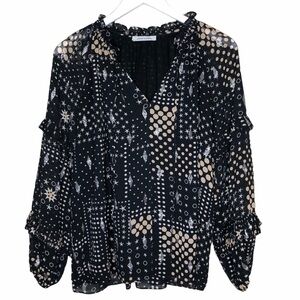 Crosby & Spring Star print silver metallic Top SZ M